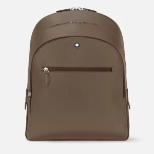 Zaino Montblanc in pelle Saffiano colore mastice visto frontalmente