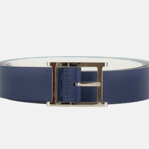 Orciani Cintura Reversibile Micron Double A in Pelle - Navy e Bianco
