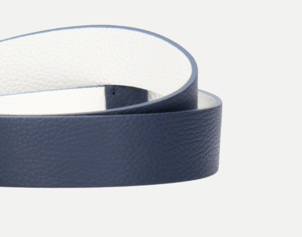Orciani Cintura Reversibile Micron Double A in Pelle - Navy e Bianco