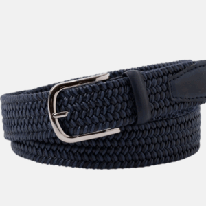 Orciani Cintura Elasticizzata Range Elast in Cotone e Cuoio - Colore Navy