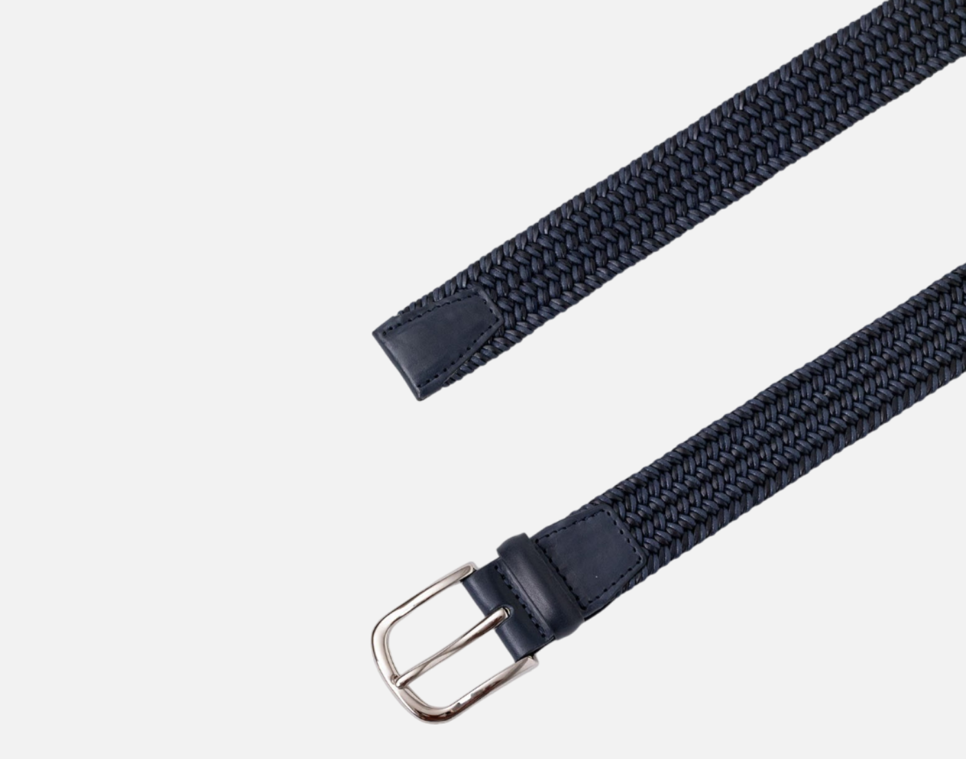 Orciani Cintura Elasticizzata Range Elast in Cotone e Cuoio - Colore Navy