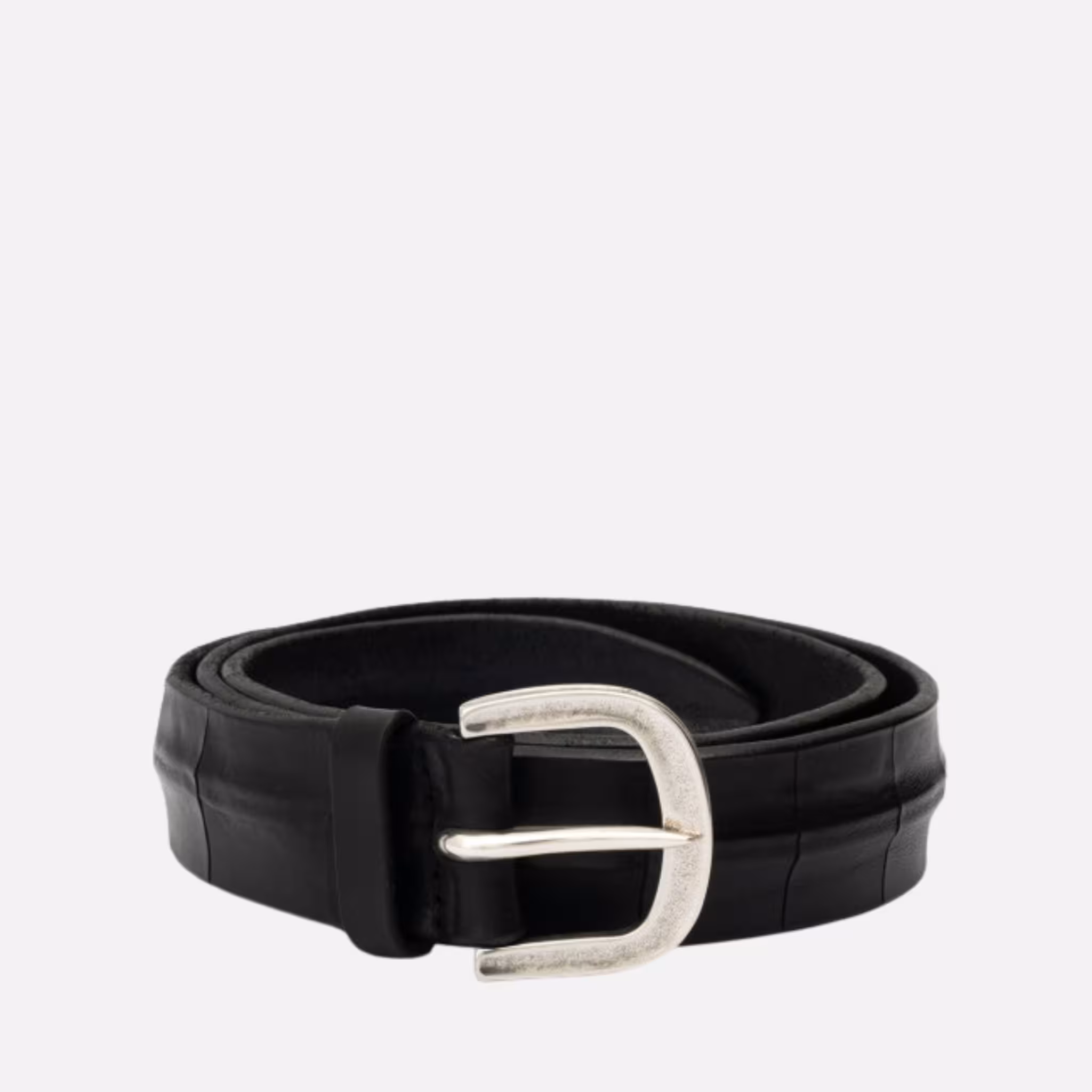 Orciani Cintura Bull Soft in Cuoio Nero Inciso Carattere e Artigianato Italiano