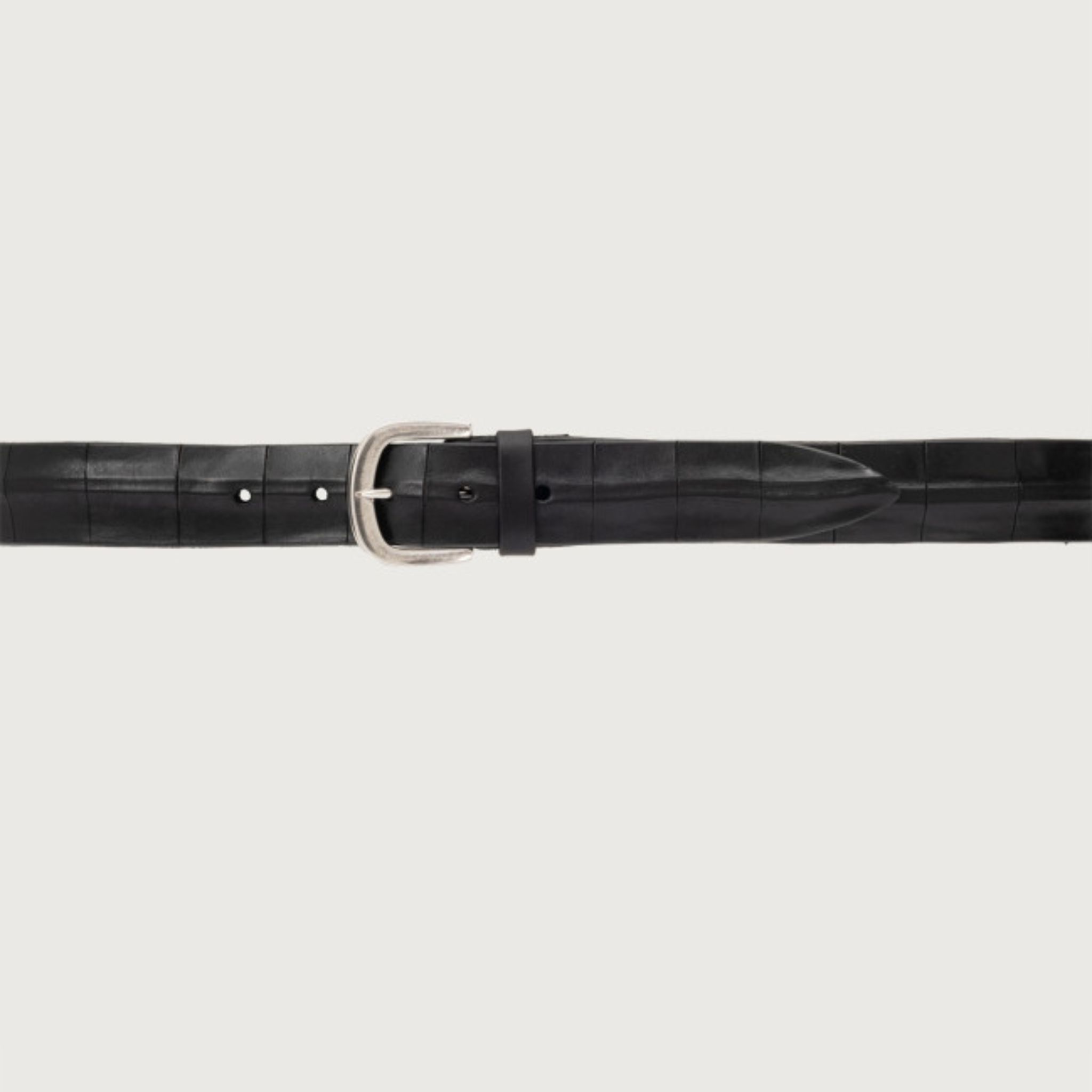 Orciani Cintura Bull Soft in Cuoio Nero Inciso Carattere e Artigianato Italiano
