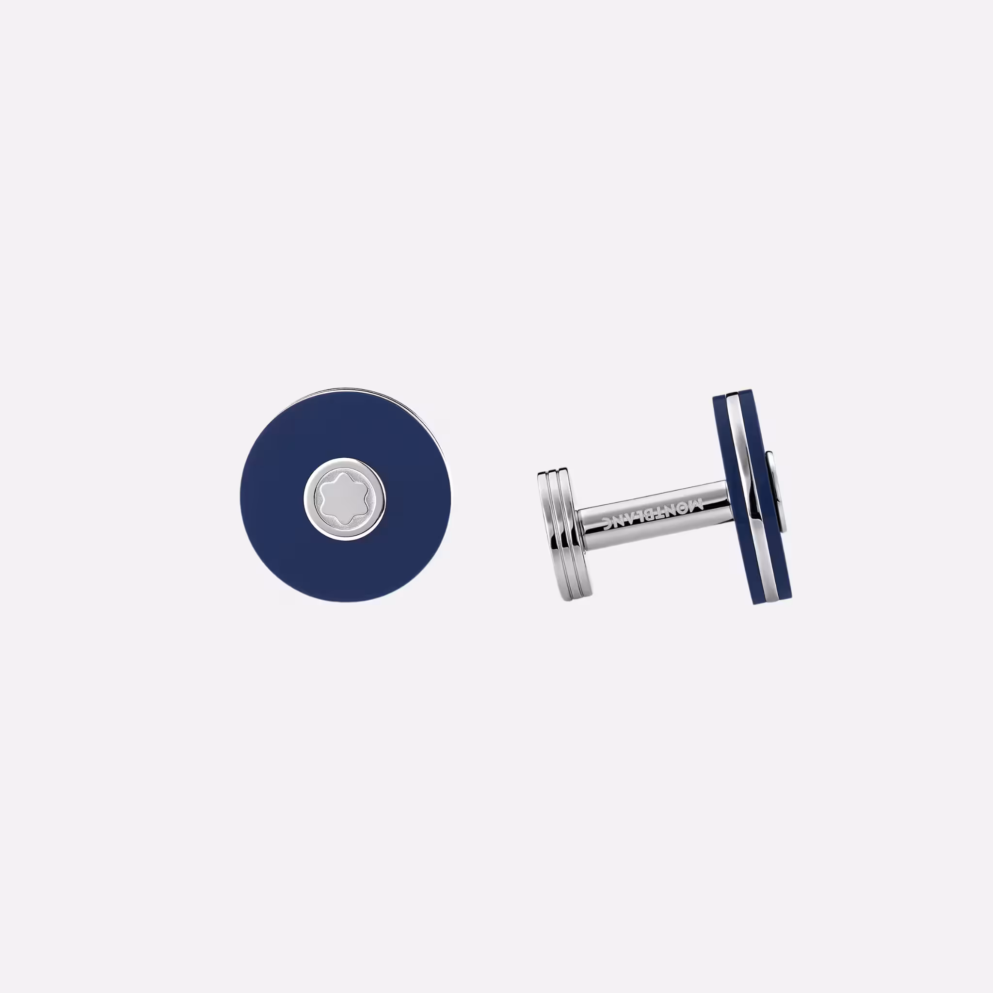 Gemelli Rotondi in Acciaio e Resina Blu Stile Raffinato e Design Iconico