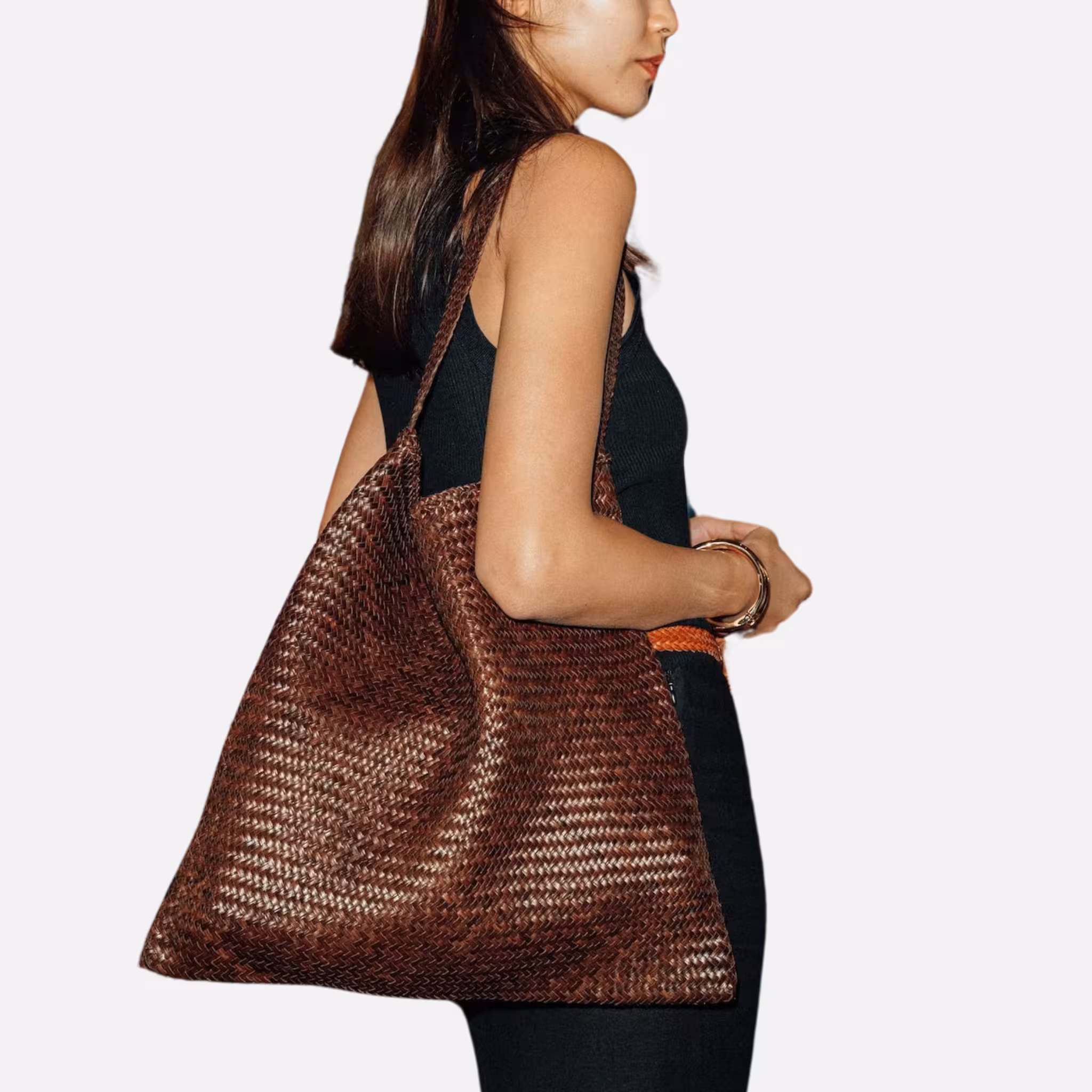 Borsa Tote Ars in Pelle di Vitello Scuro - Dragon Diffusion Artigianale