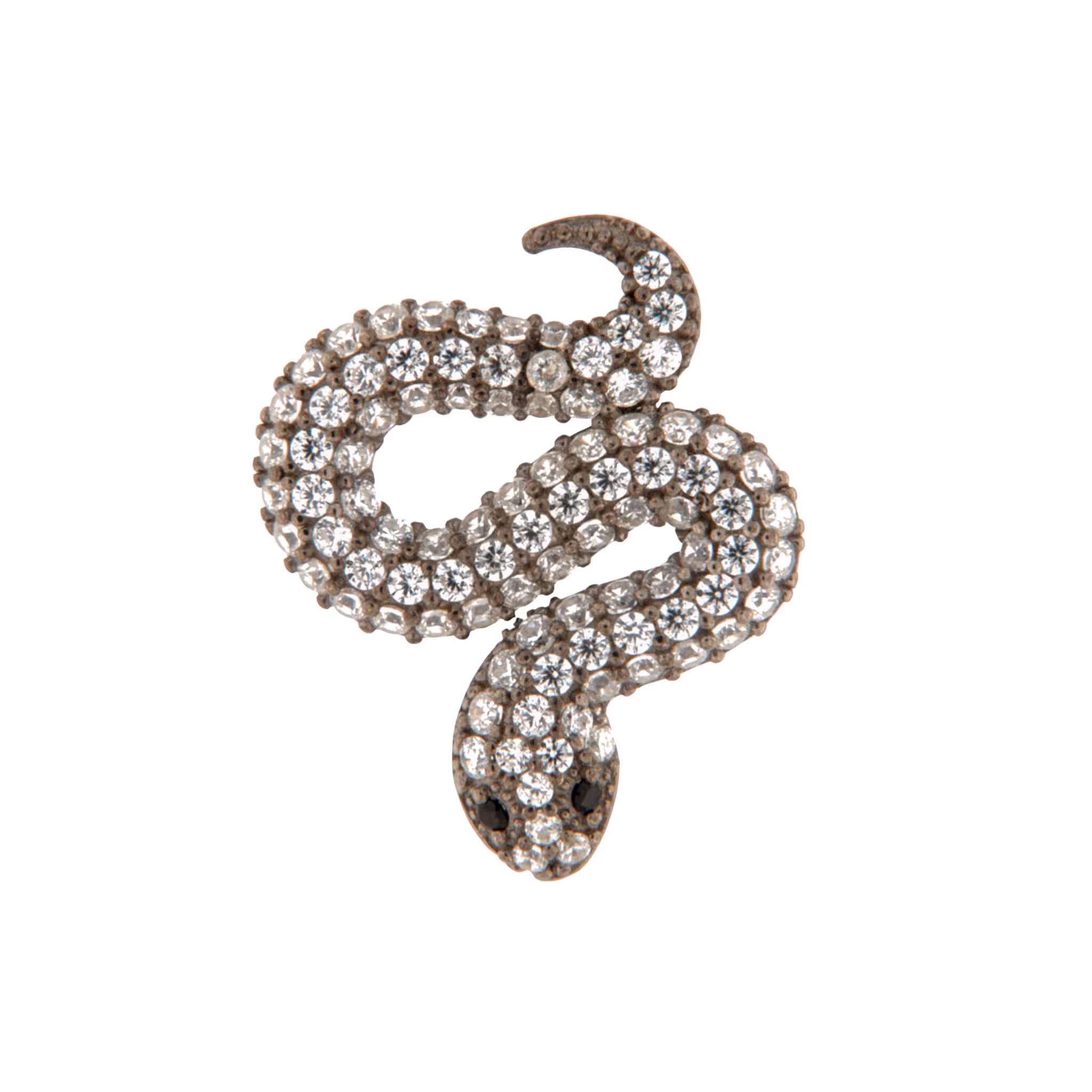 Orecchino Serpente Make Your Jewels Milano Argento Zirconi Bianchi Rodio Nero
