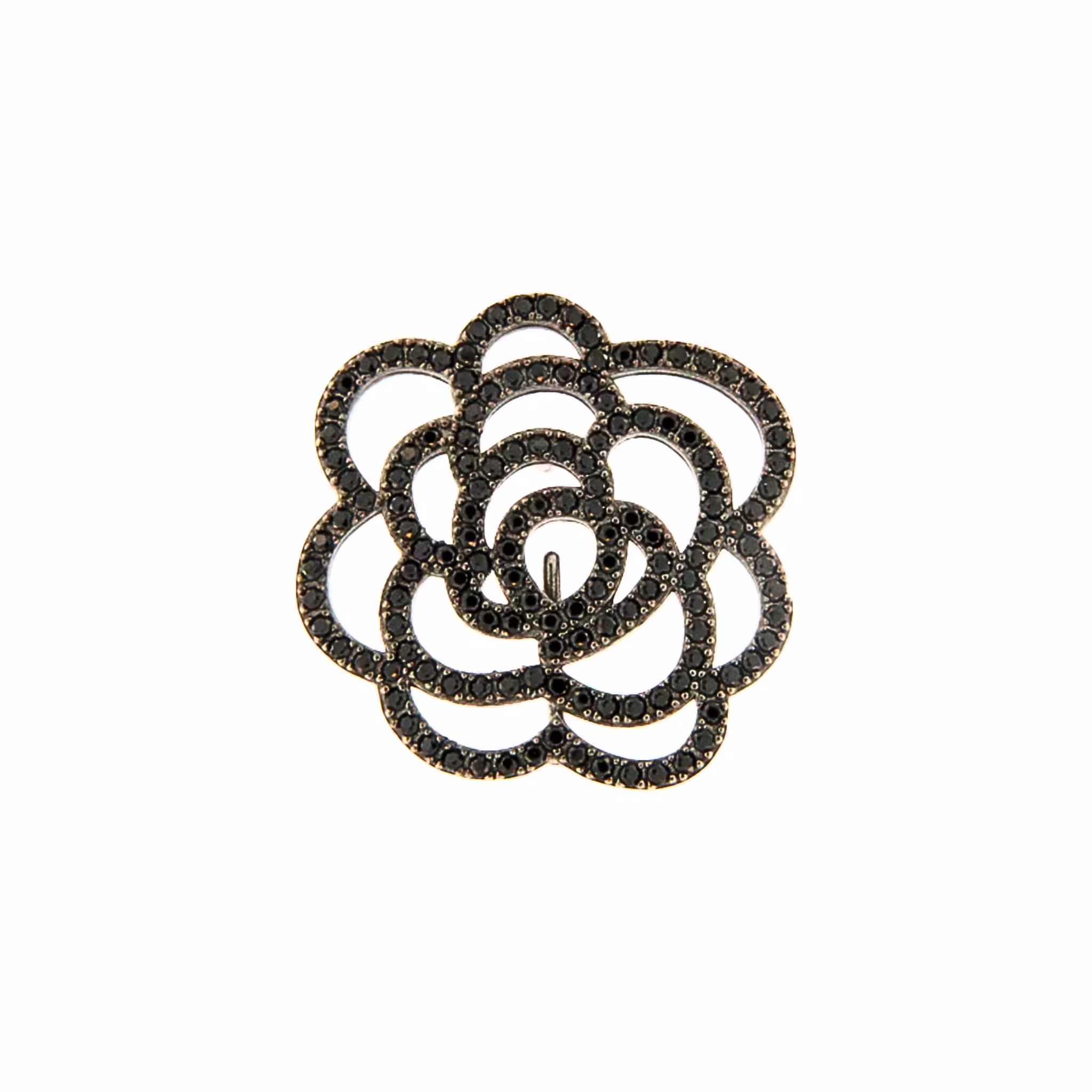 Orecchino Rosa Make Your Jewels Milano Argento Zirconi Neri Rodio Nero
