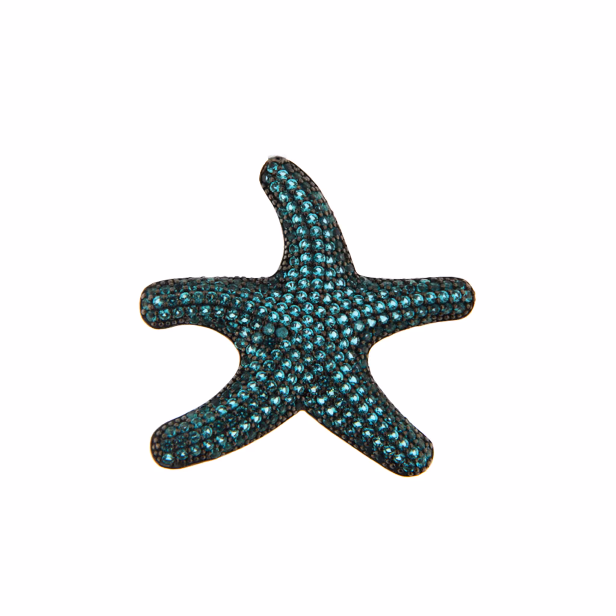 Orecchino Stella Marina Small Argento 925 Zirconi Paraiba Rodio Nero