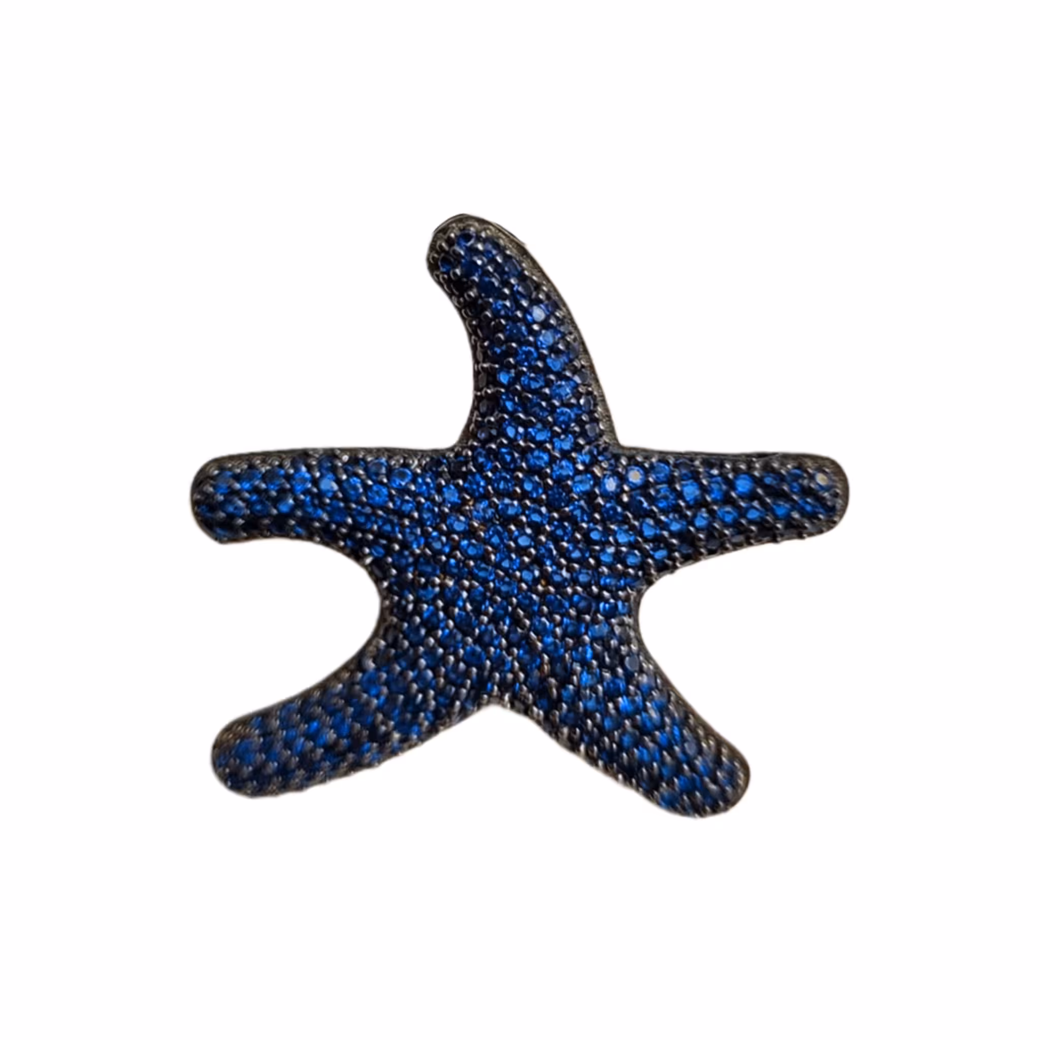 Orecchino Stella Marina Small Argento 925 Zirconi Blu Rodio Nero Stile Raffinato