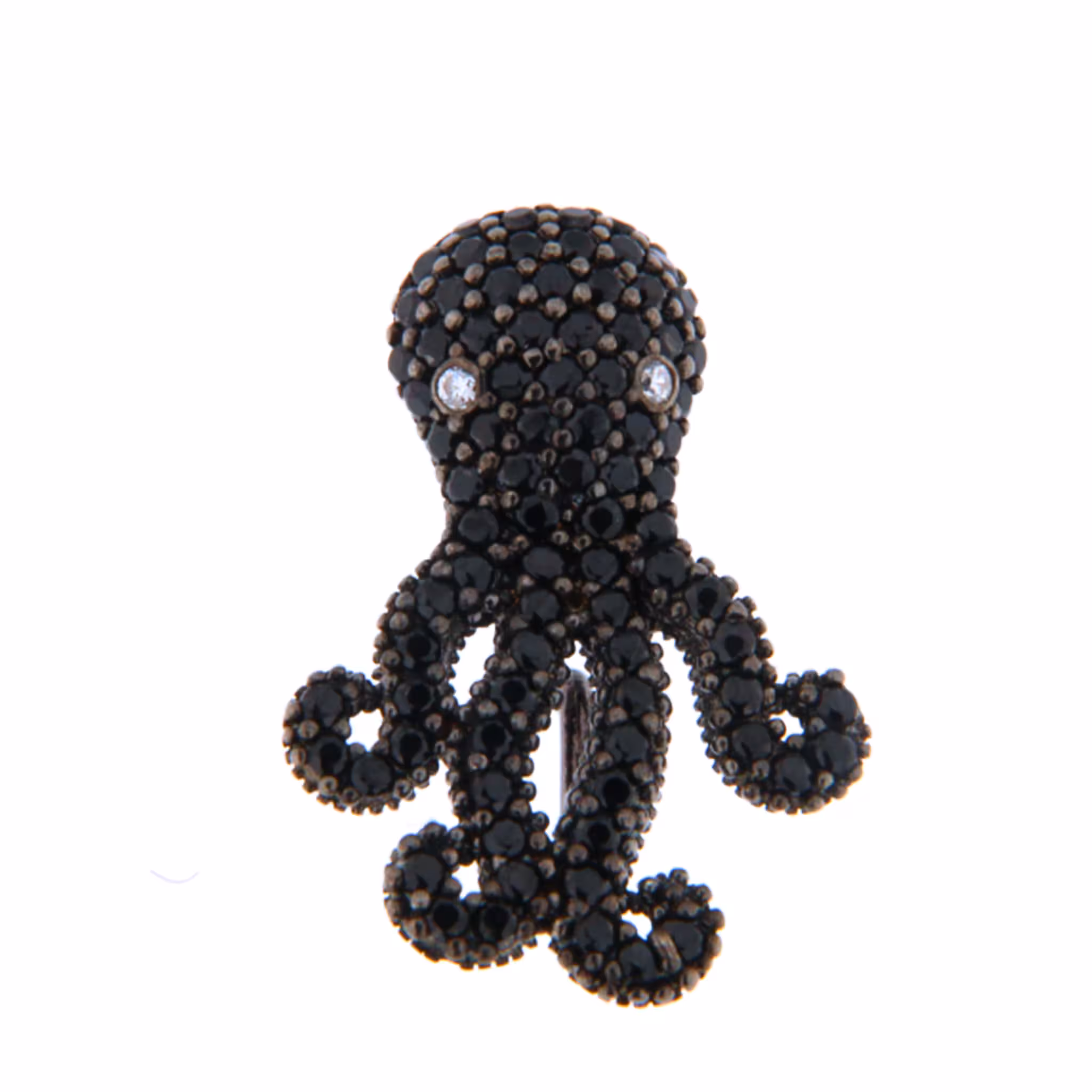 Orecchino Polipo Small Argento 925 Zirconi Neri Rodio Nero Eleganza e Carattere