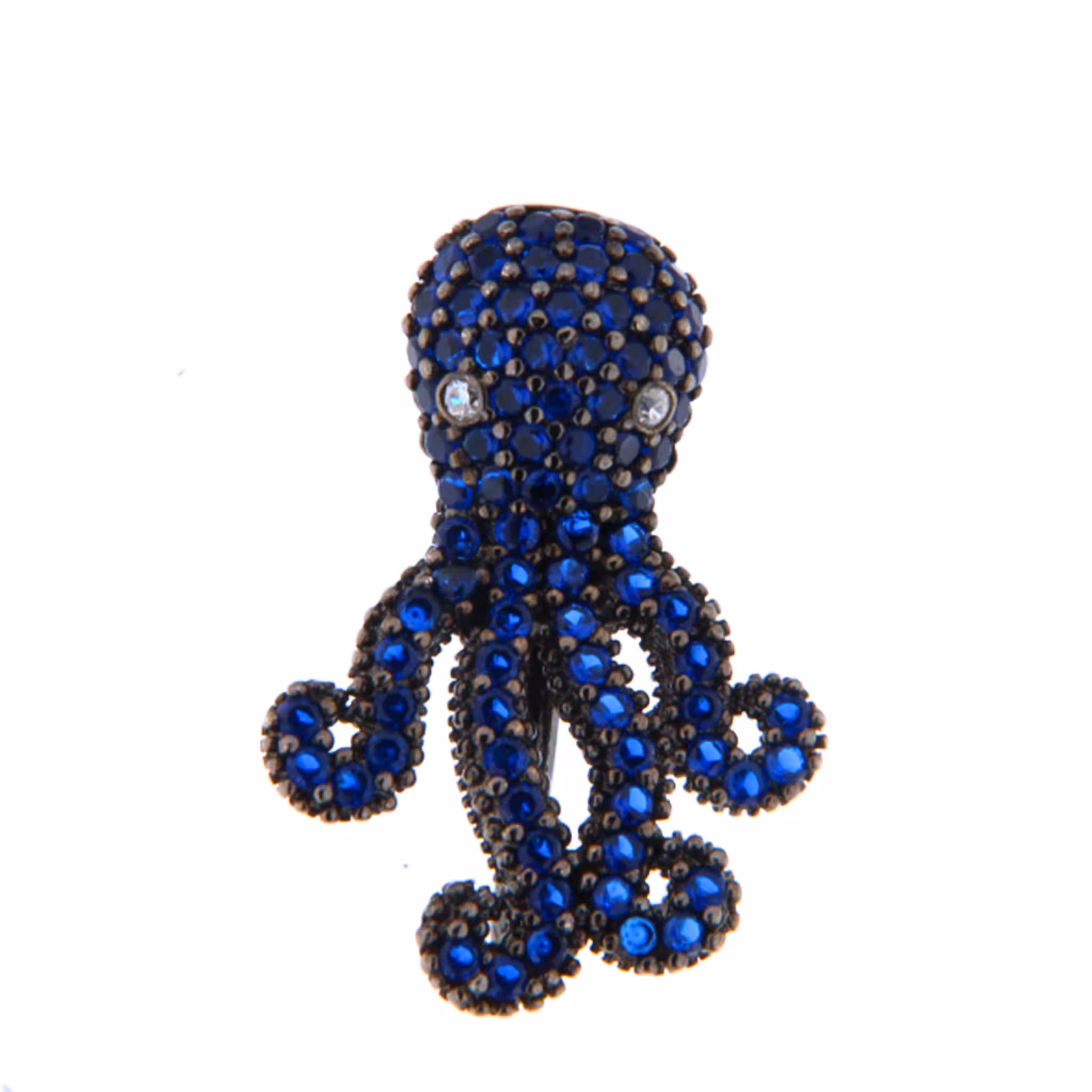 Orecchino Octopus Small Argento 925 Zirconi Blu Rodio Nero Eleganza e Stile