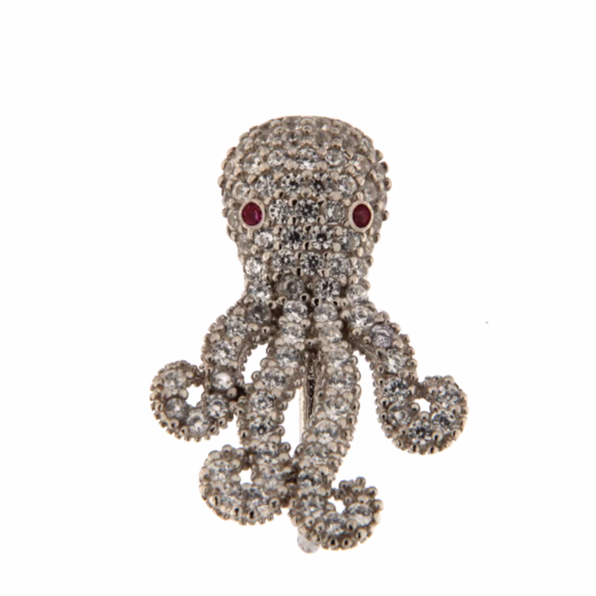 Orecchino Octopus Small Argento 925 Zirconi Bianchi Rodio Bianco