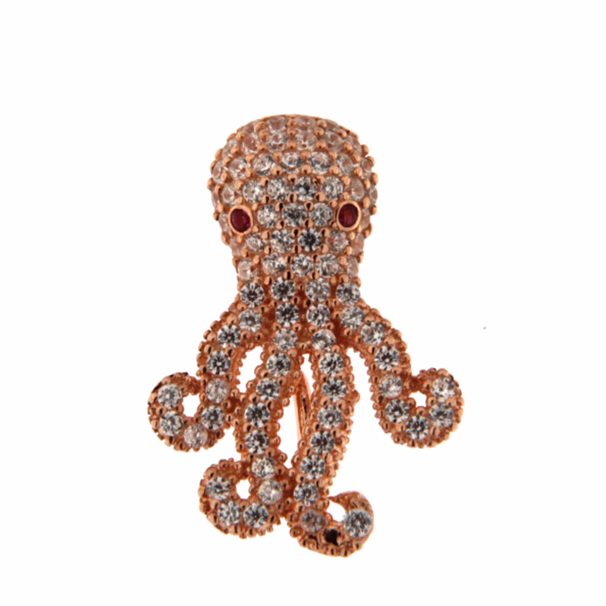 Orecchino Octopus Small Argento 925 Zirconi Bianchi Placcato Oro Rosa