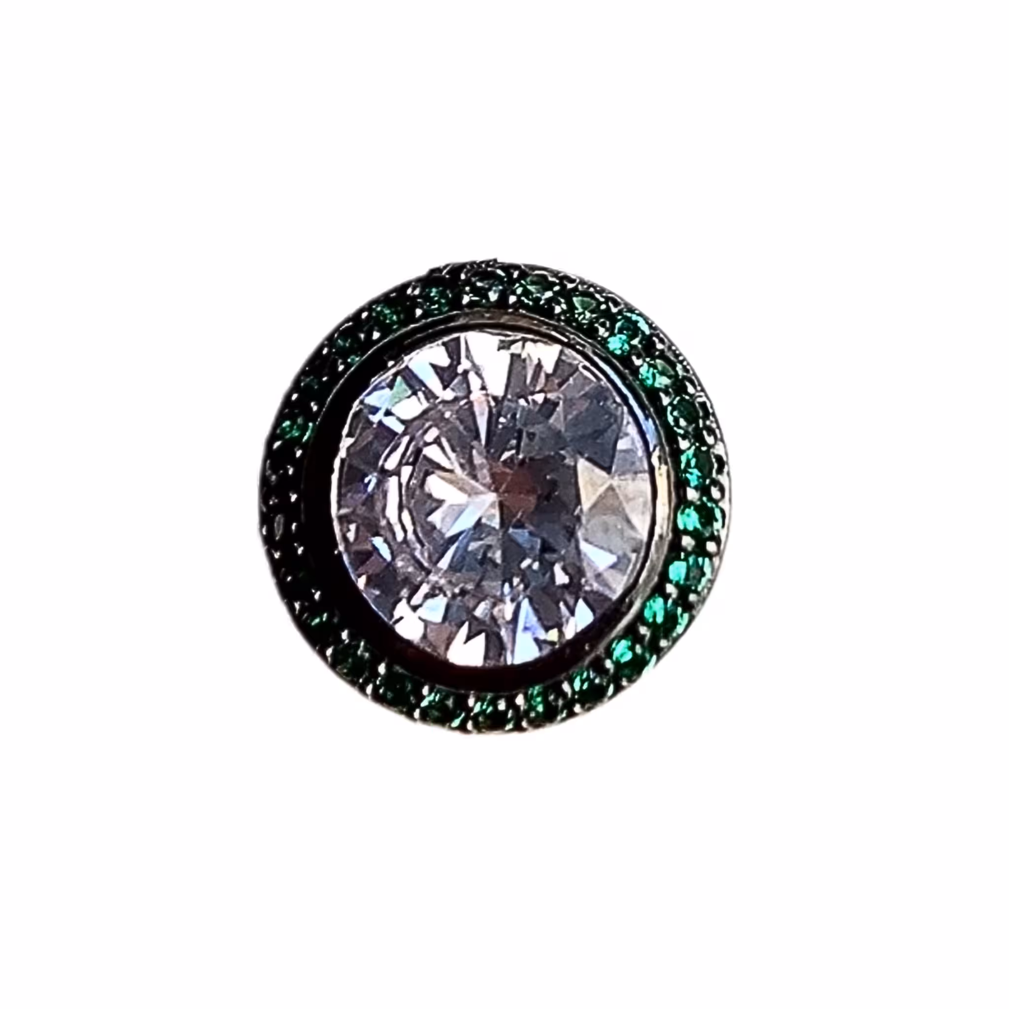 Orecchino Solitario Argento Zirconi Verdi Rodio Nero - Make Your Jewels Milano