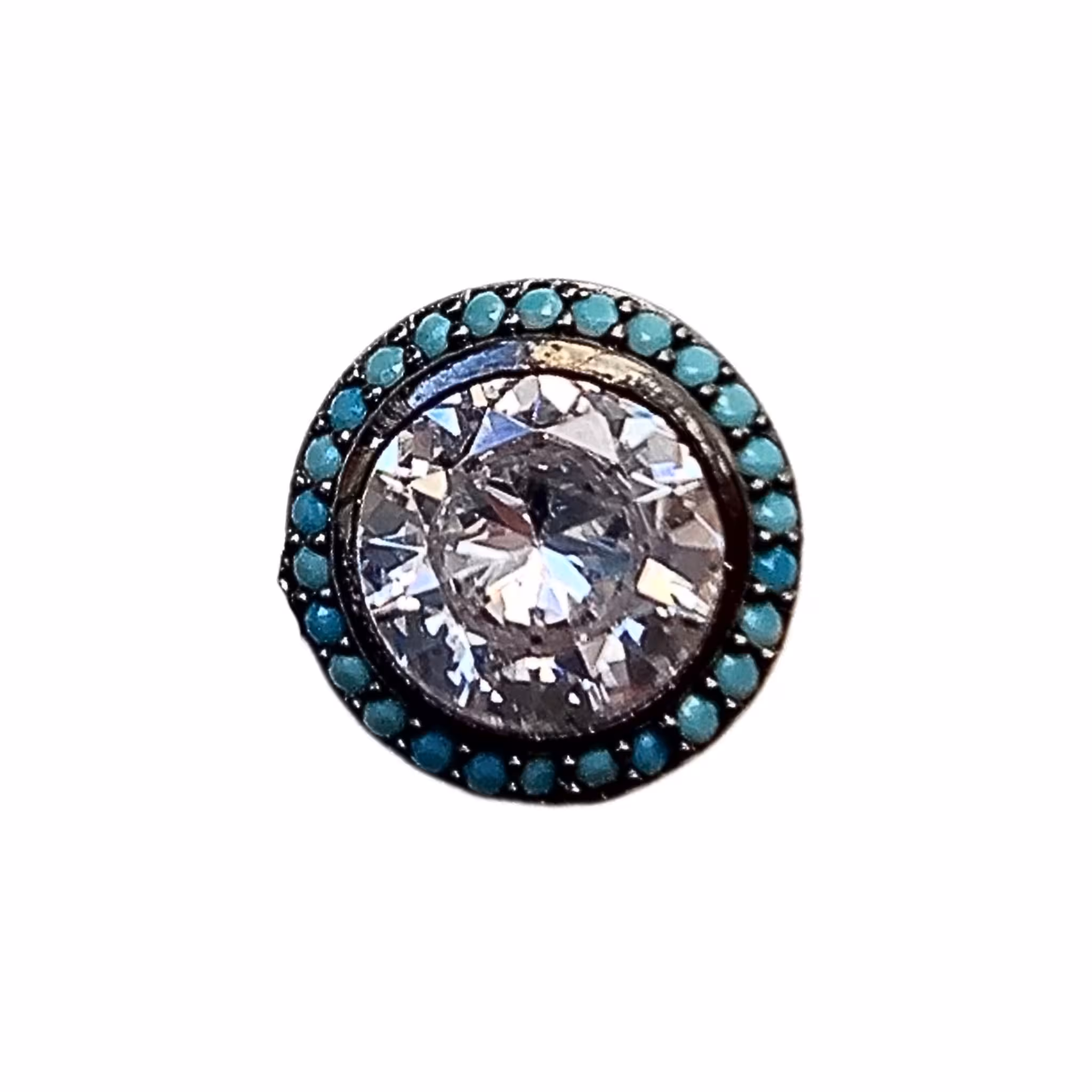 Orecchino Solitario Argento Zirconi Turchesi Rodio Nero - Make Your Jewels Milan
