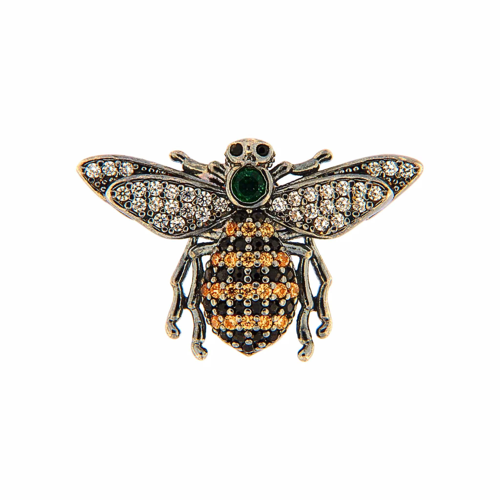 Orecchino Ape Argento Zirconi Neri e Gialli Rodio Nero - Make Your Jewels Milano