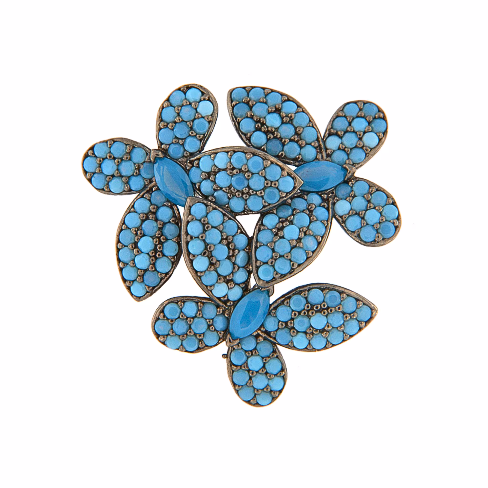 Orecchino 3 Farfalle Argento Zirconi Turchesi Rodio Nero - Make Your Jewels