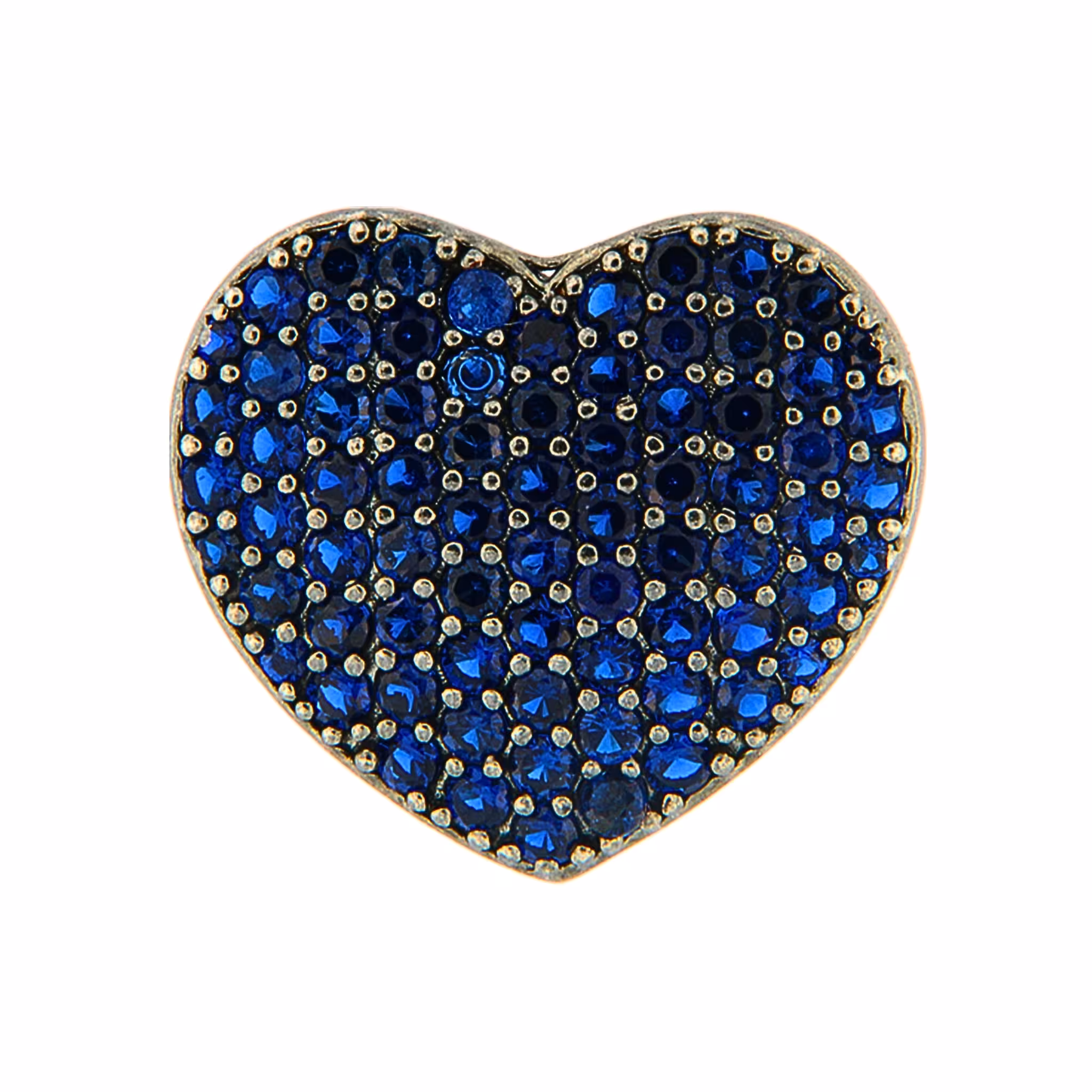 Orecchino Cuore Argento Zirconi Blu Rodio Nero - Make Your Jewels