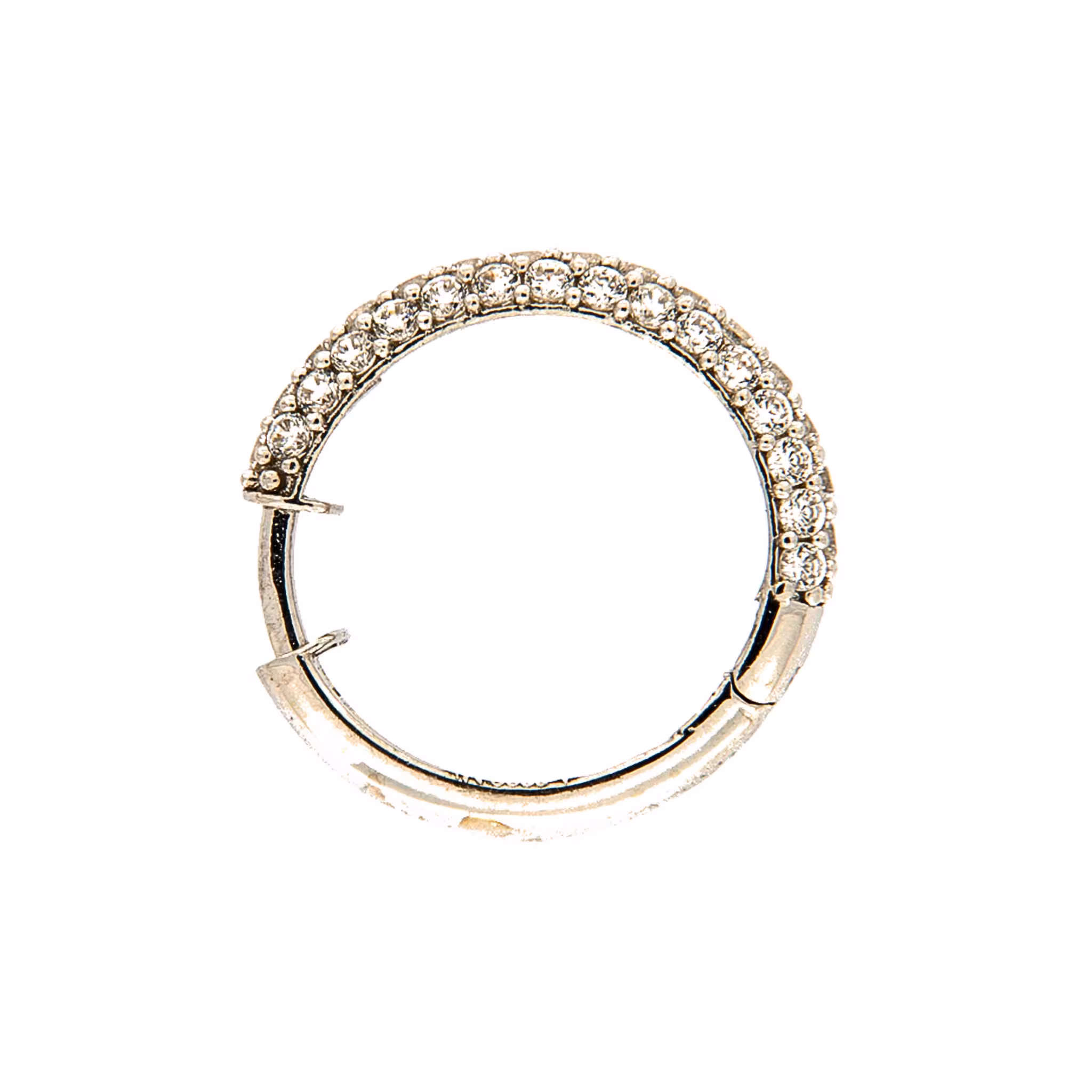Orecchino Cerchio Small Argento Zirconi Bianchi Rodio Bianco - Make Your Jewels