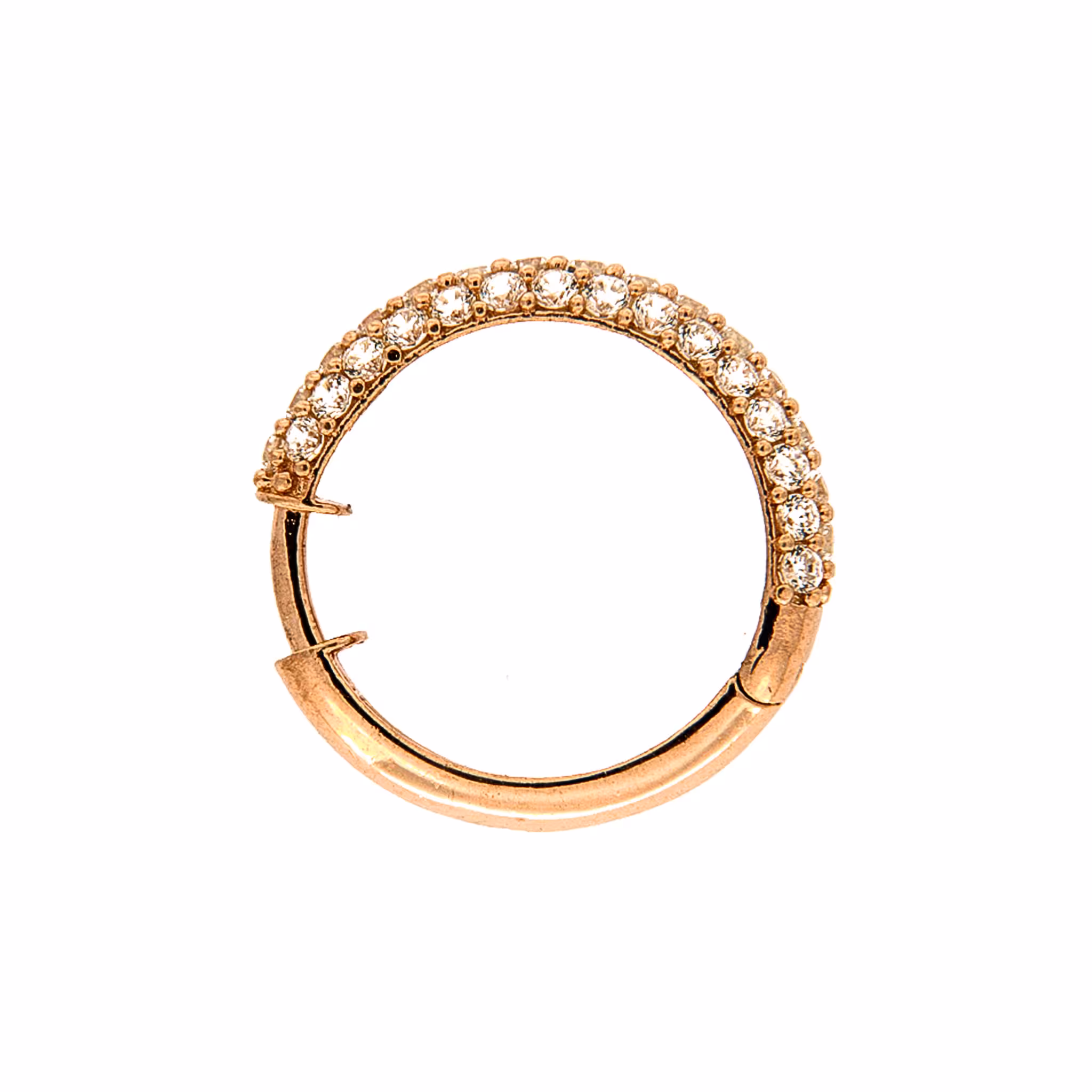 Orecchino Cerchio Small Argento Zirconi Bianchi Oro Rosa - Make Your Jewels