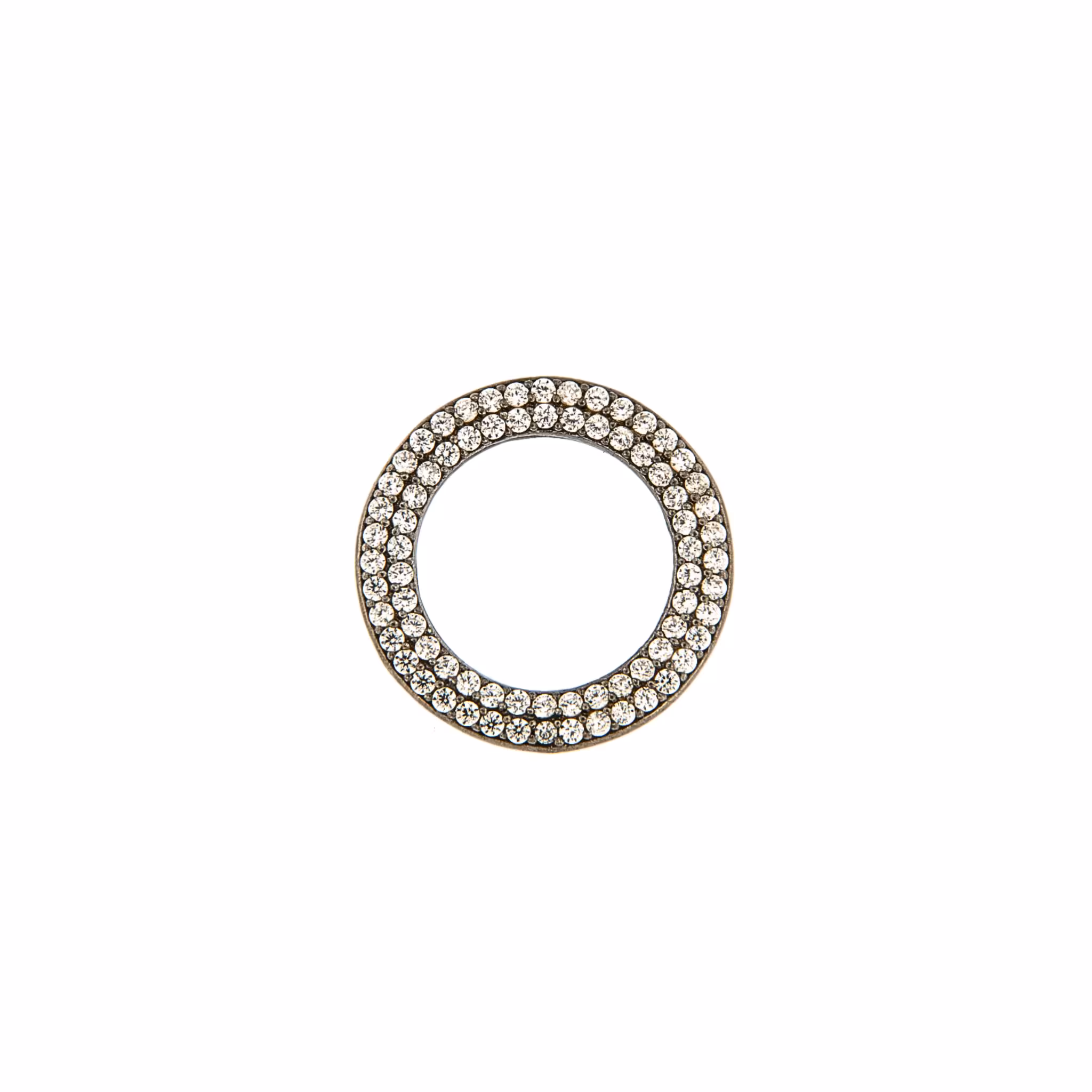 Pendente Cerchio Piccolo Argento Zirconi Bianchi Rodio Nero - Make Your Jewels