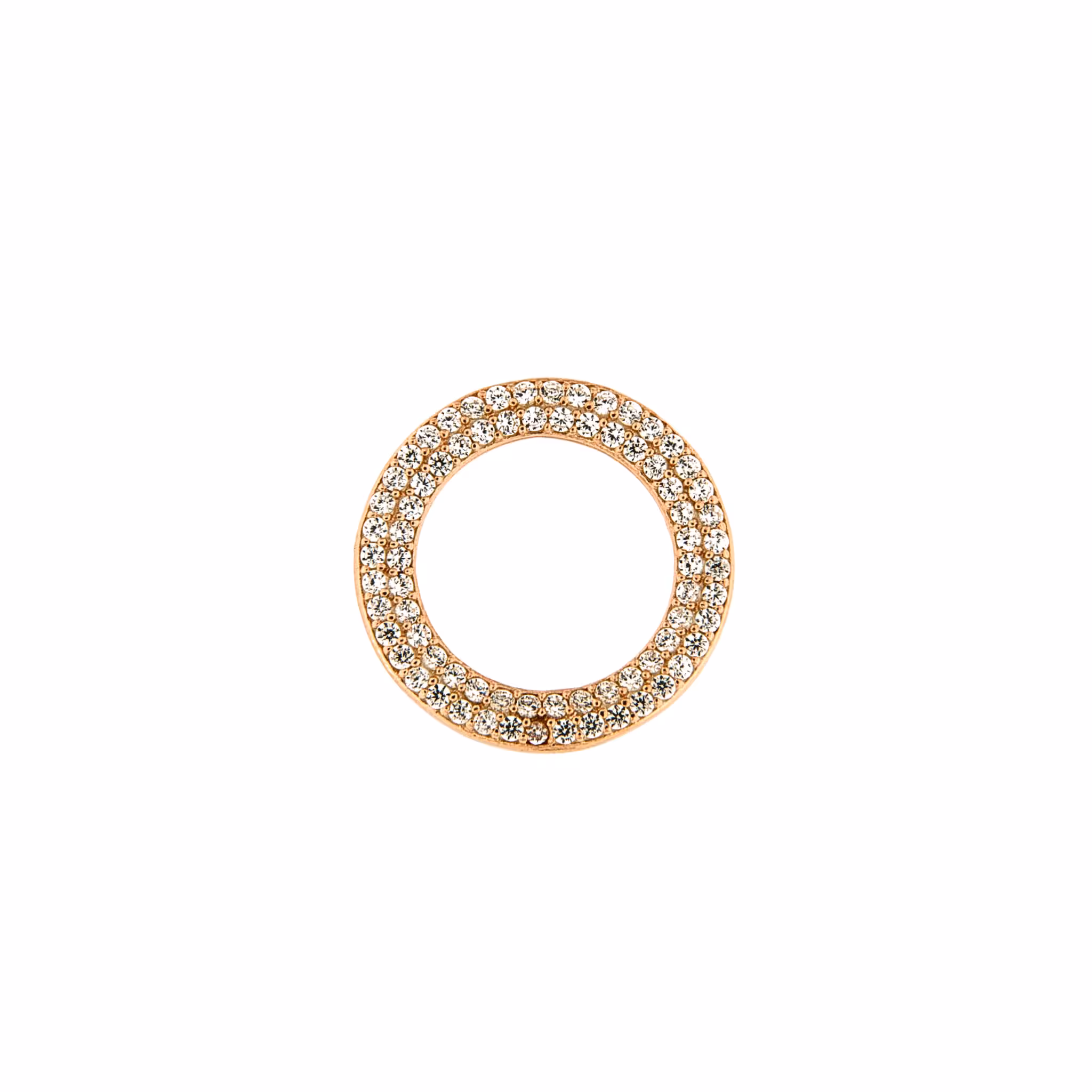 Pendente Cerchio Piccolo Argento Zirconi Bianchi Rodio Rosa - Make Your Jewels