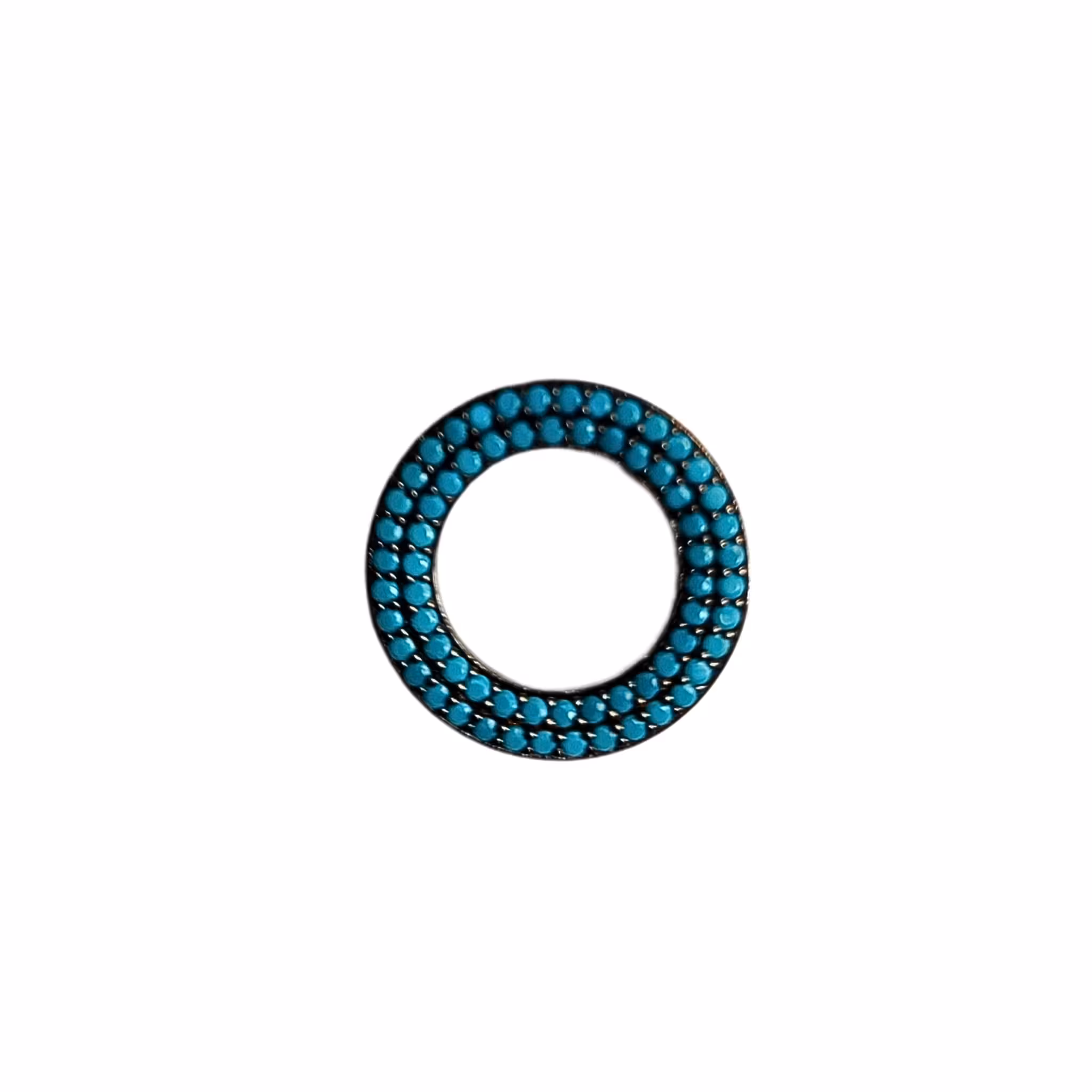 Pendente Cerchio Piccolo Argento Zirconi Turchesi Rodio Nero - Make Your Jewels