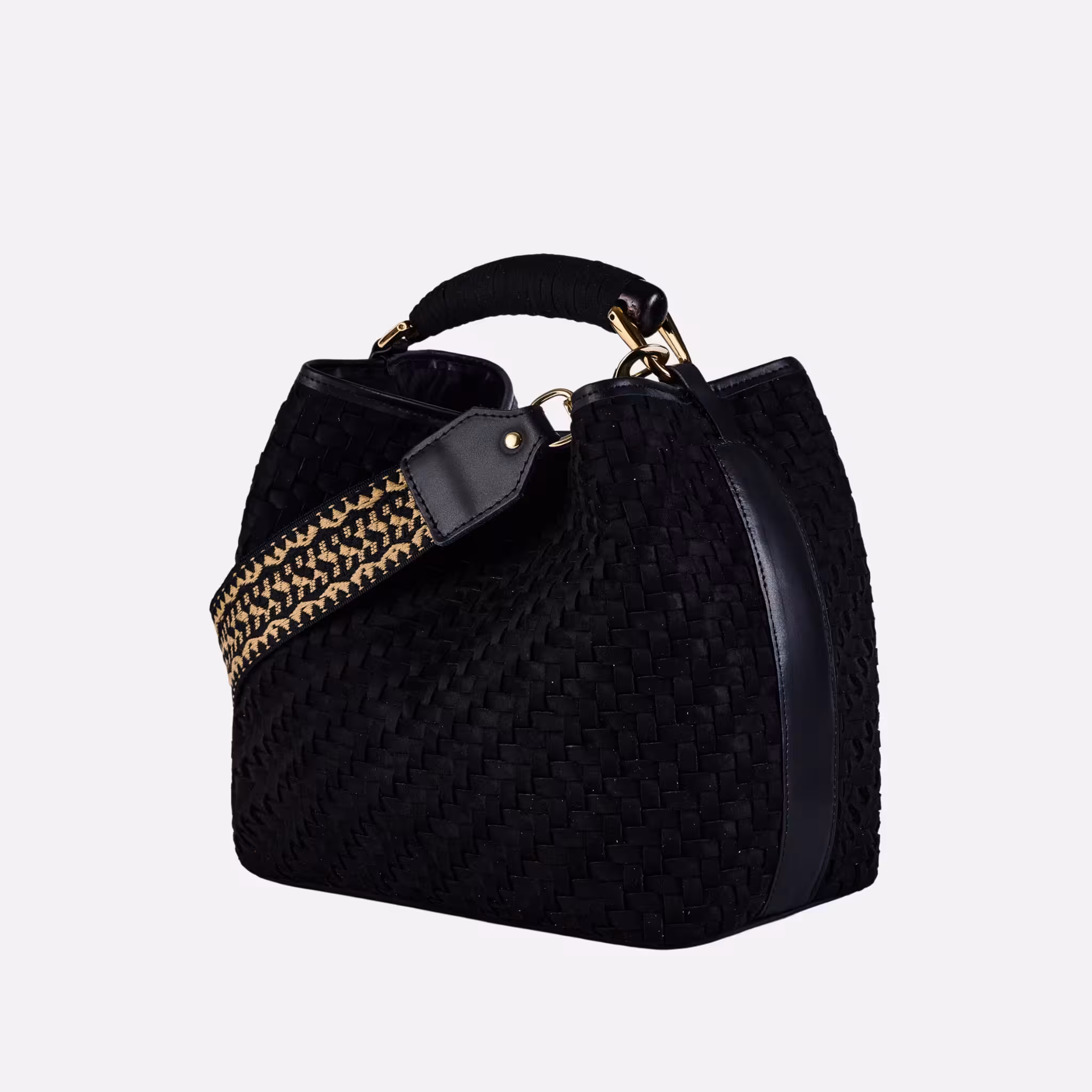 VIAMAILBAG Borsa Coral Suede Nero Eleganza Artigianale e Design Sofisticato