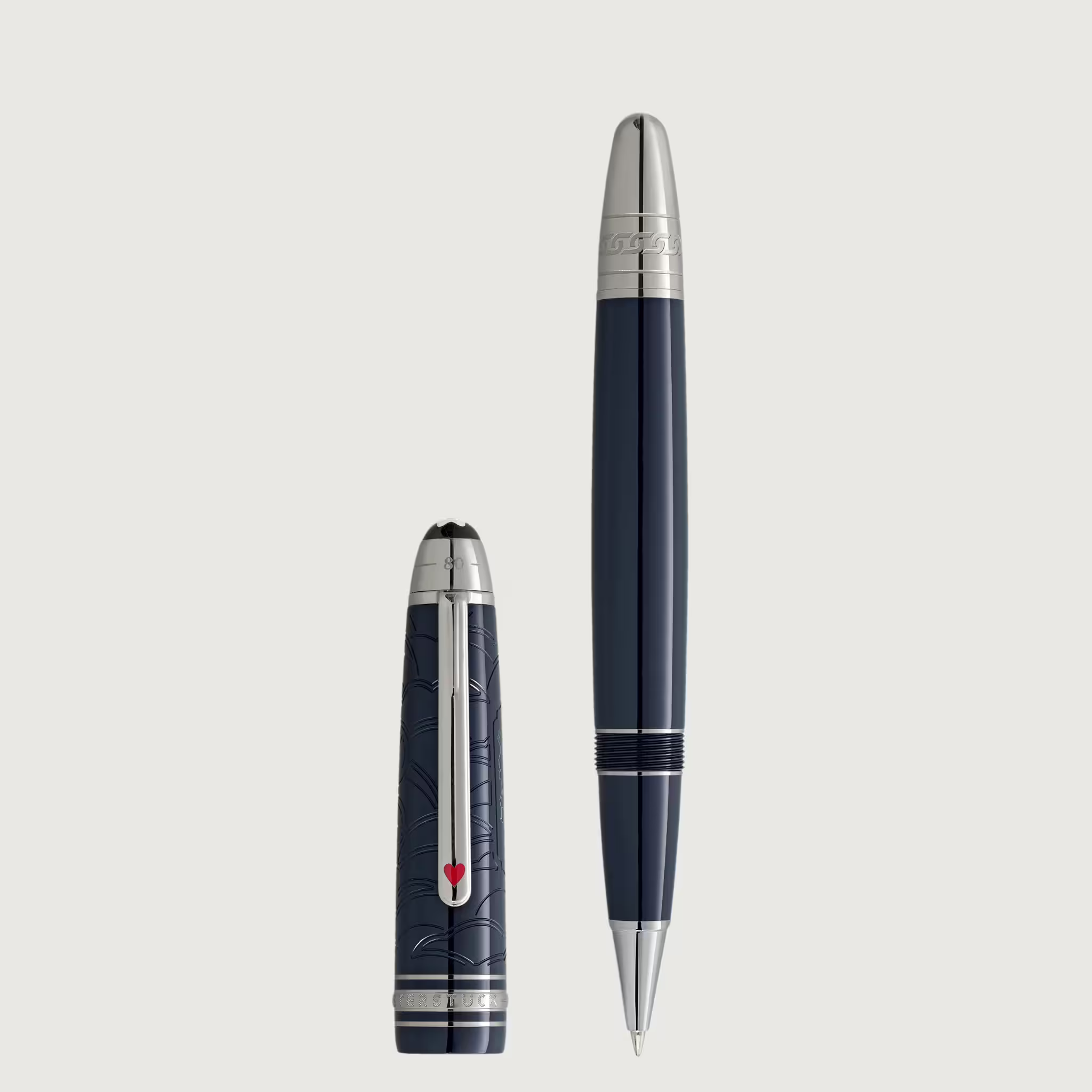 Montblanc LeGrand Roller – Around the World in 80 Days uncapped Penna roller Montblanc LeGrand Around the World in 80 Days uncapped con cappuccio affiancato in verticale