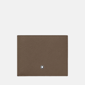 Portafoglio Montblanc Sartorial 6cc in pelle saffiano Mastic con emblema centrale