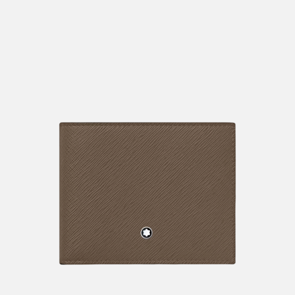 Portafoglio Montblanc Sartorial 6cc in pelle saffiano Mastic con emblema centrale