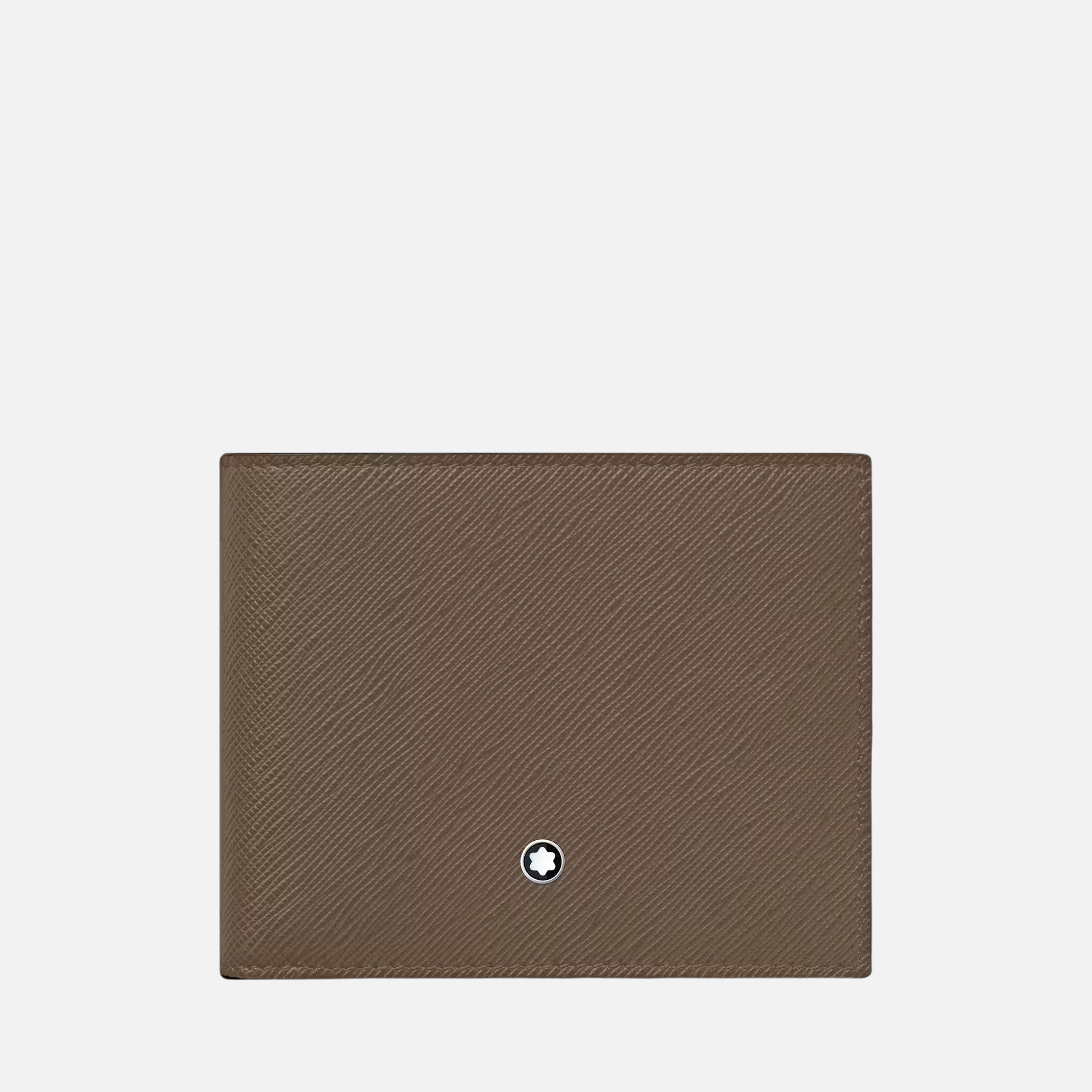 Portafoglio Montblanc Sartorial 6cc in pelle saffiano Mastic con emblema centrale