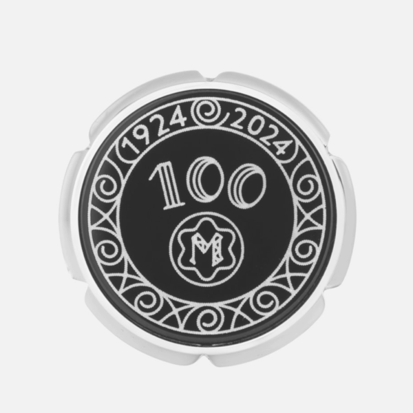 Fronte del gemello Montblanc con numero 100 e logo stilizzato per il centenario