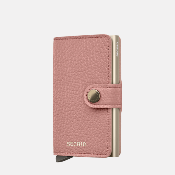 Miniwallet Secrid Orchid in pelle testurizzata con bottone in metallo inciso