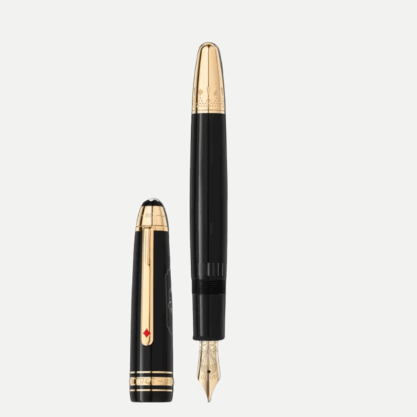 Stilografica Montblanc Meisterstück LeGrand in resina antracite con dettagli dorati e cappuccio inciso