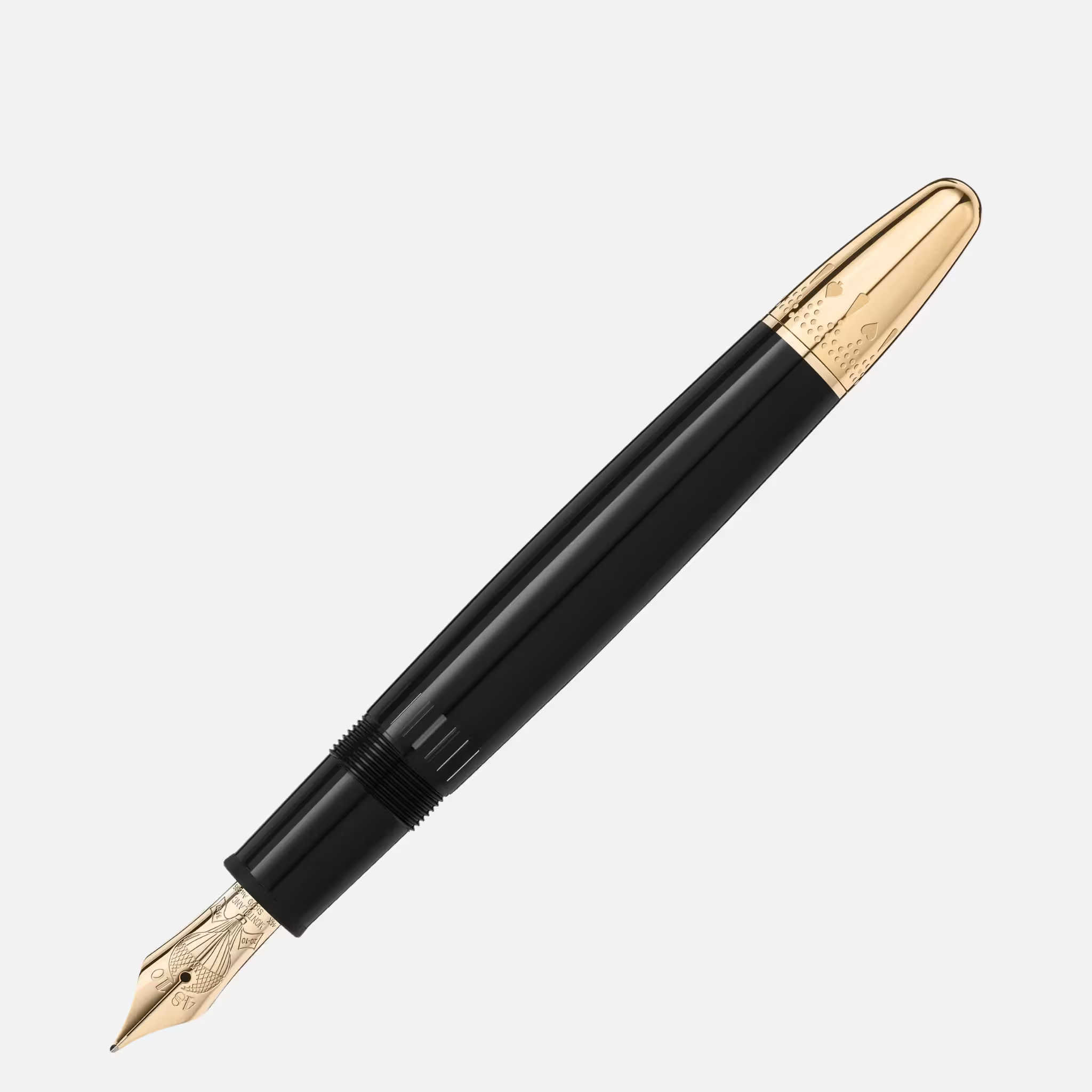Stilografica Montblanc Meisterstück LeGrand in resina antracite con finiture dorate e incisioni narrative
