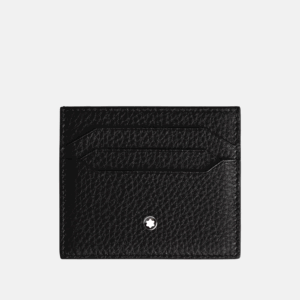 Porta carte Montblanc nero in pelle con 2 slot frontali e logo centrale