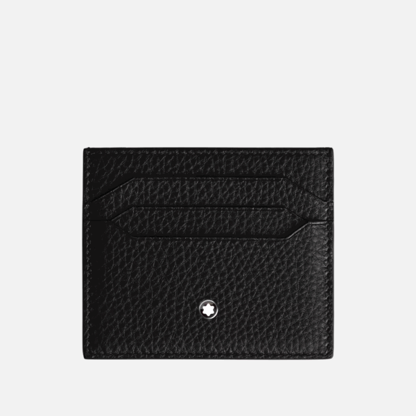 Porta carte Montblanc nero in pelle con 2 slot frontali e logo centrale
