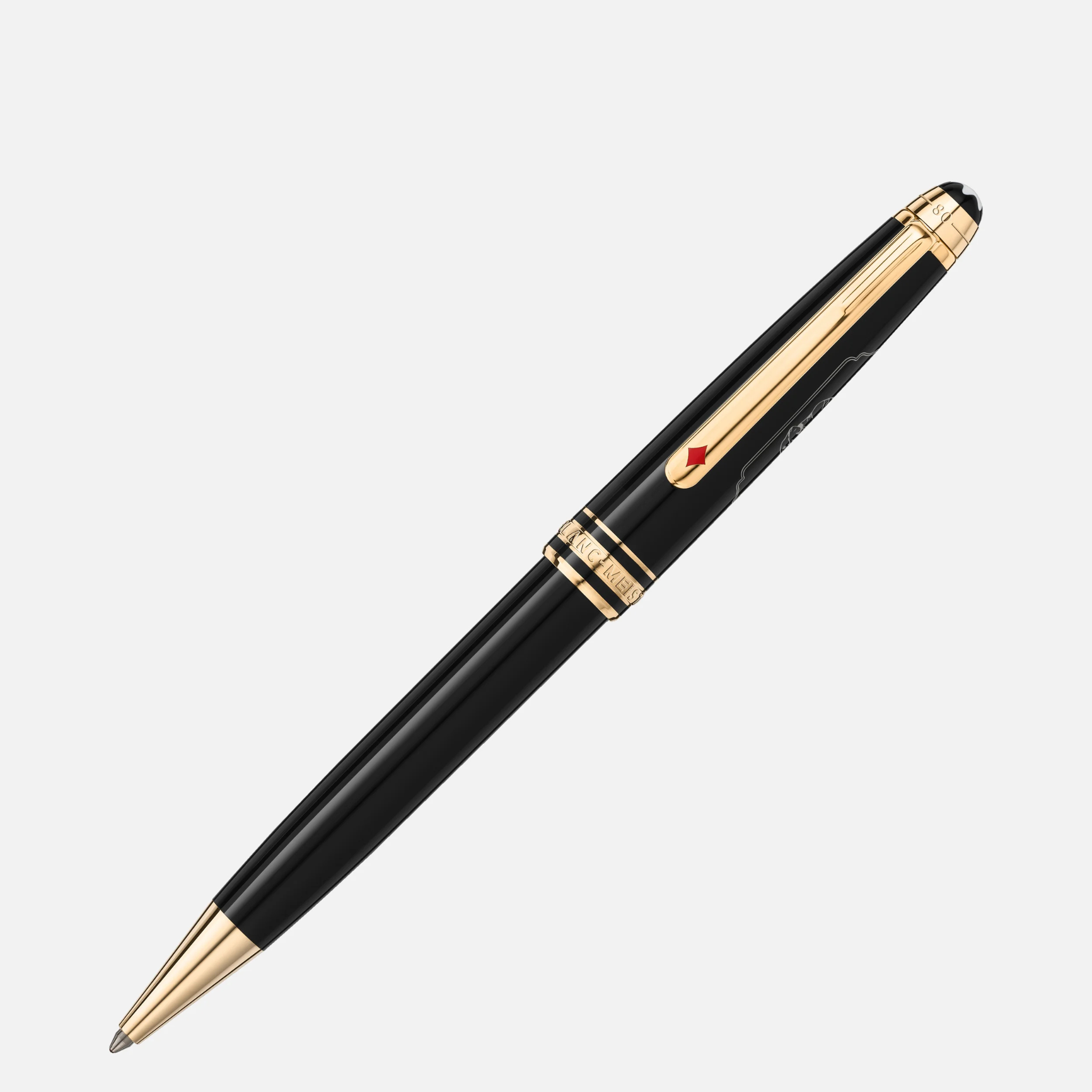 Clip dorata con asso di quadri rosso su penna Montblanc Classique 80 Days