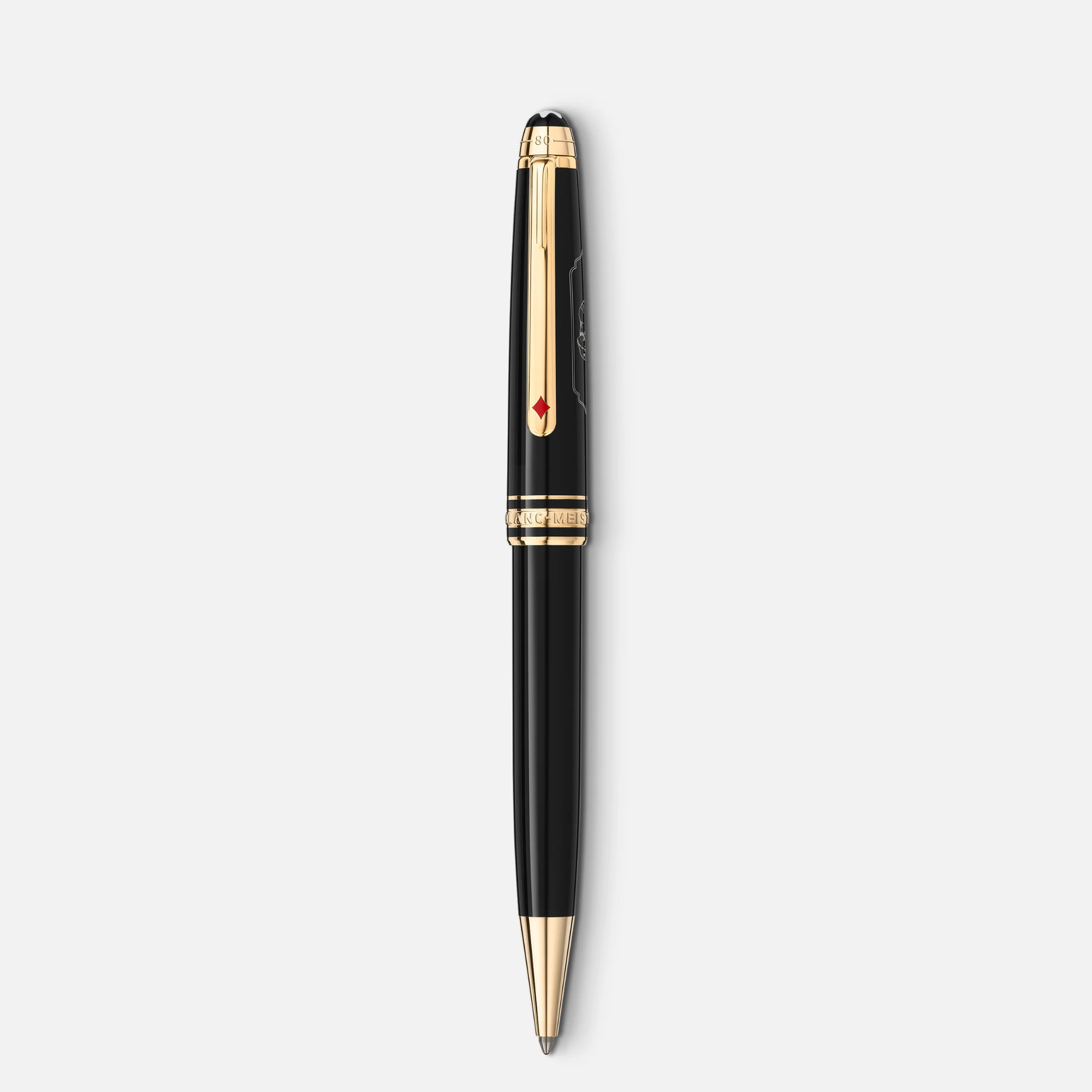 Montblanc Classique 80 Days Sfera – Vista angolata con finiture dorate Montblanc Classique 80 Days Sfera vista angolata
