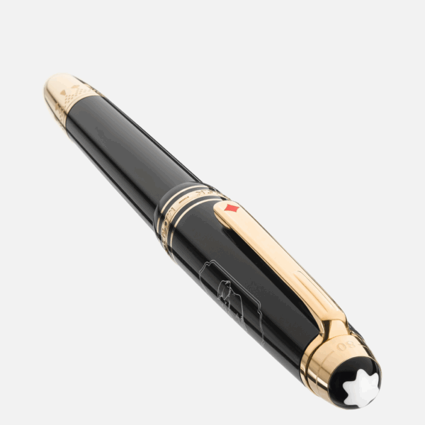 Stilografica Montblanc Classique 80 Days M in resina nera con dettagli dorati e clip rossa