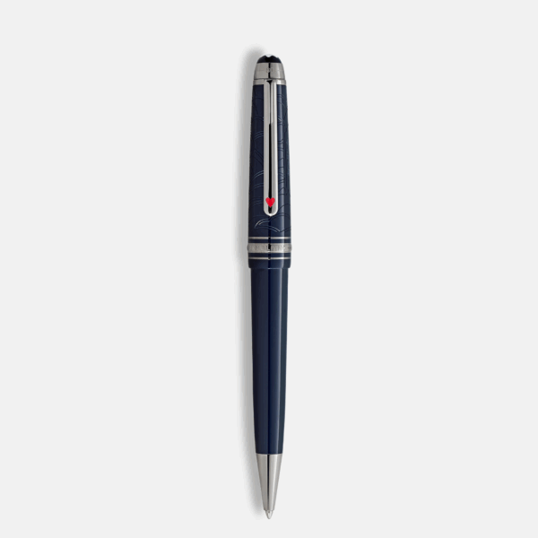 Penna a sfera Montblanc Classique 80 Days in resina blu scuro con cappuccio inciso
