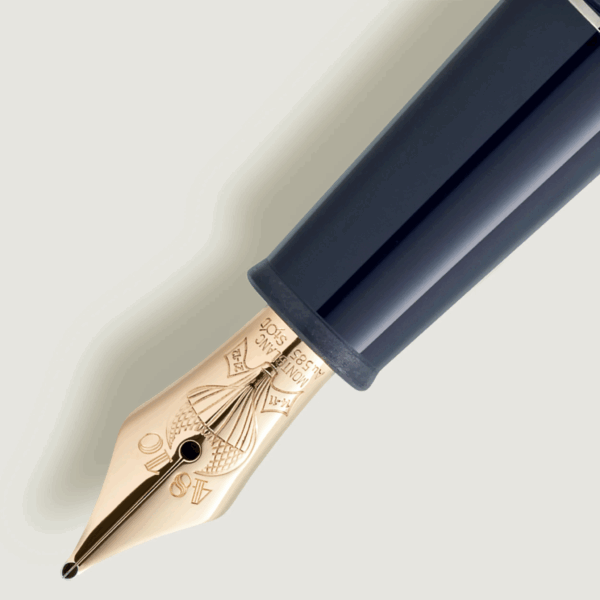 Pennino Fine 14K Montblanc Classique 80 Days con incisione mongolfiera e date
