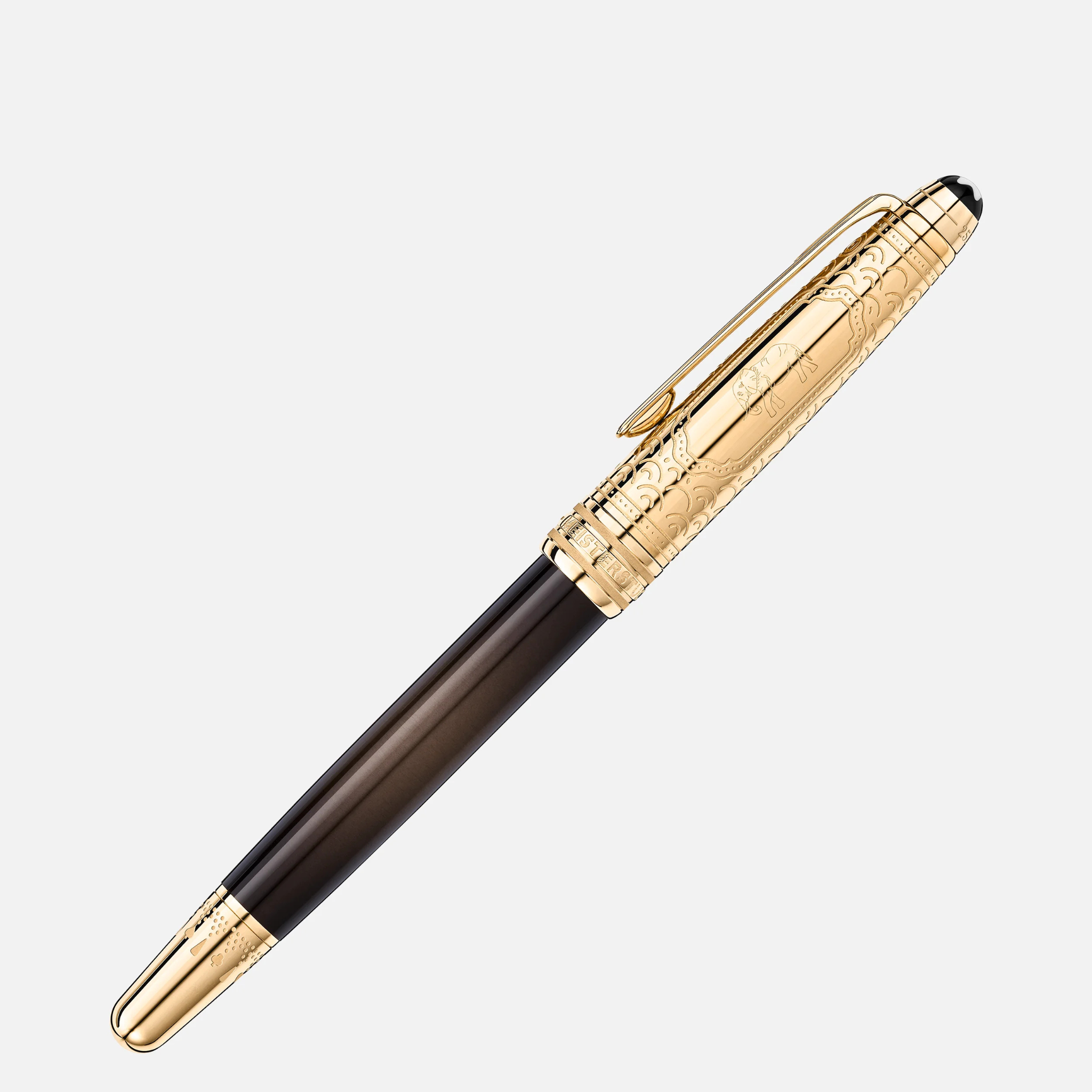 Cappuccio dorato Montblanc con clip e incisioni narrative