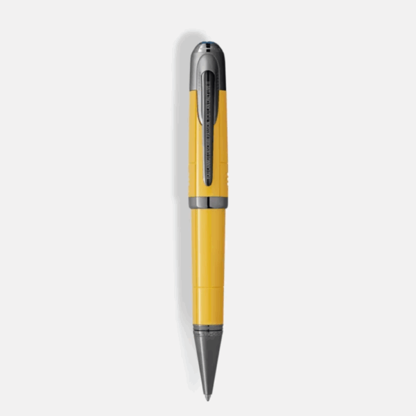 Penna roller Montblanc Enzo Ferrari gialla con clip lucida e incisioni commemorative sul cappuccio