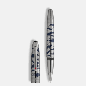 Roller Montblanc LeGrand Solitaire 80 Days in metallo rutenio inciso con lacca blu