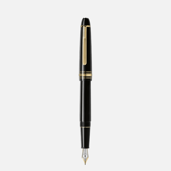 Stilografica Montblanc Meisterstück Classique Gold-Coated vista frontale con cappuccio e finitura oro