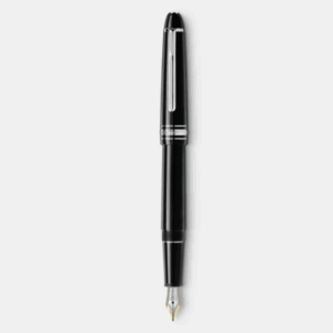 Stilografica Montblanc Meisterstück Classique in resina nera con finiture platino e pennino M in oro 14K con inserto rodio