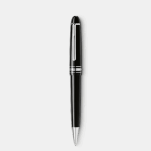 Penna a sfera Montblanc Meisterstück Midsize Platinum Line vista frontale verticale con finitura platino