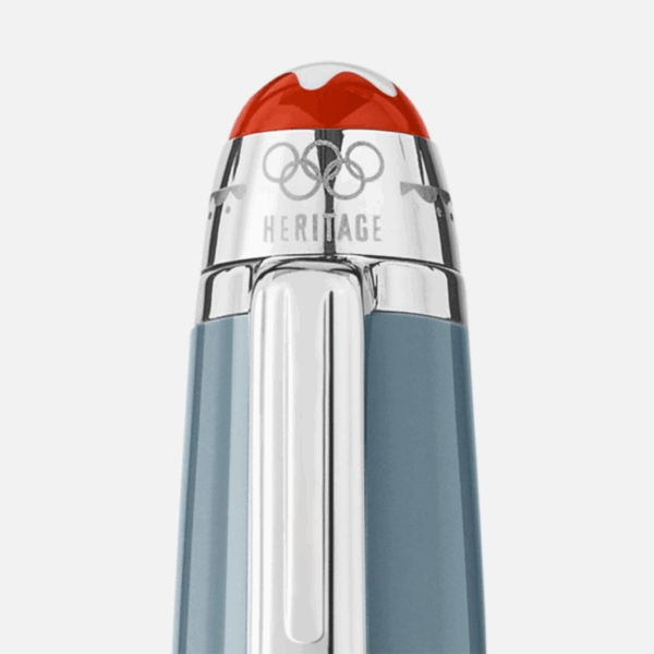 Cappuccio penna Montblanc Olympic Heritage Chamonix 1924 con incisione “HERITAGE” ed emblema rosso
